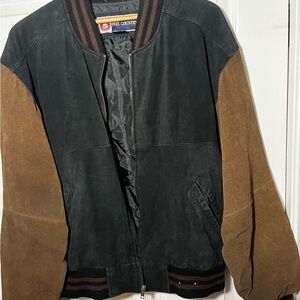 Free Country Black and Brown Leather Bomber Jacket